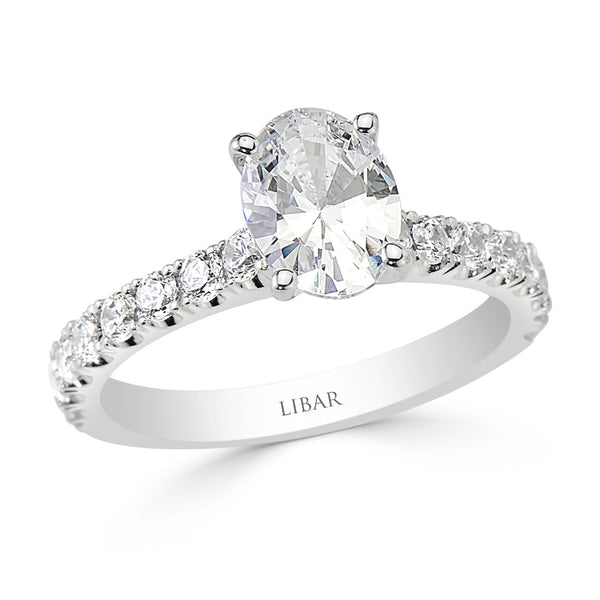 Ladies Oval For Claw Pavé Set Engagement Ring