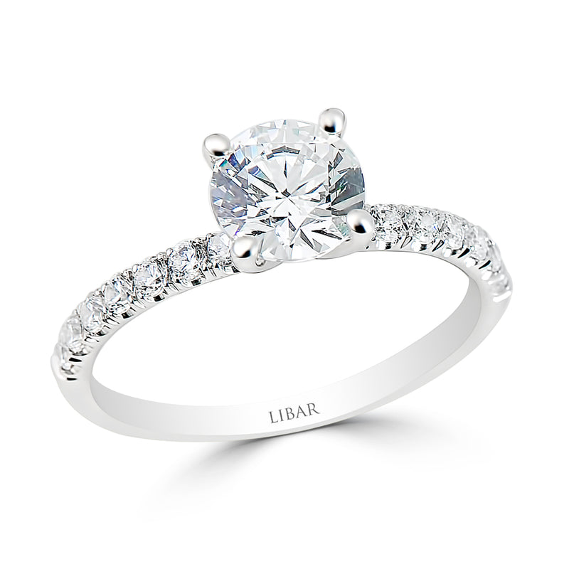 Four Claw Round Pavé Set Engagement Ring