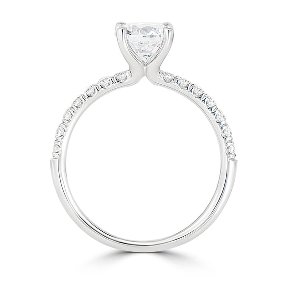 Four Claw Round Pavé Set Engagement Ring