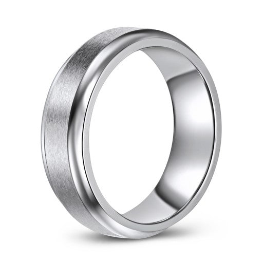 Brushed Finish Cobalt Ring with High Polish Edges (7mm)