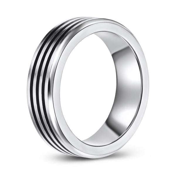 Three Row Concave Center Cobalt Ring (7mm)