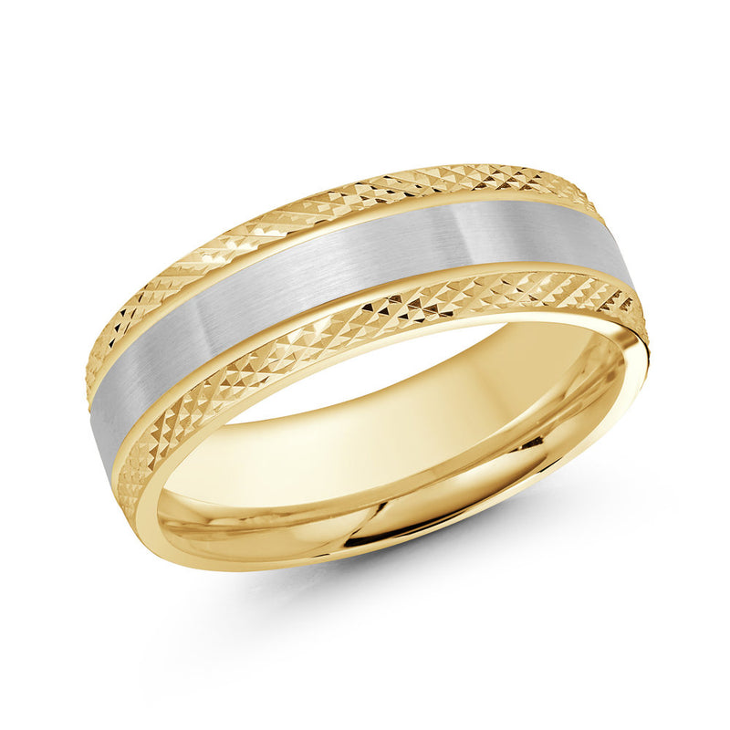 Aztec Design White Gold Inlay Ring
