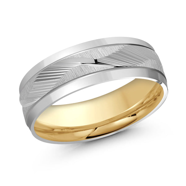 Ridged Wave Centre Paved Gold Ring