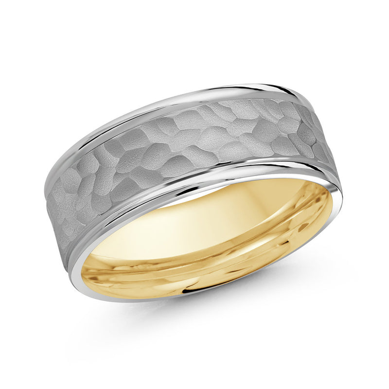 Hammered Centre Yellow Gold Interior Ring