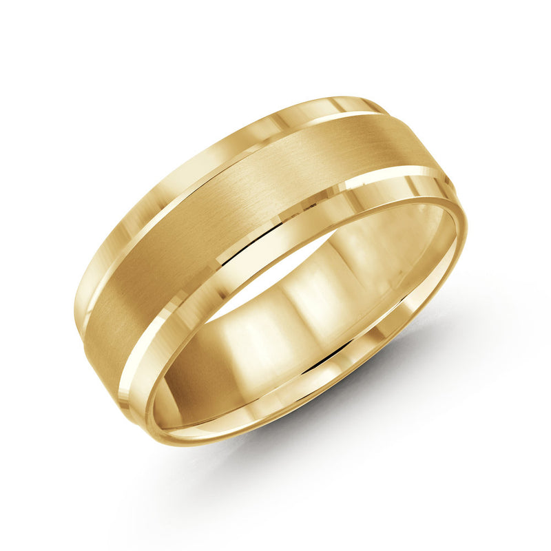 Thick Brushed Finish Paved Edging Gold Ring