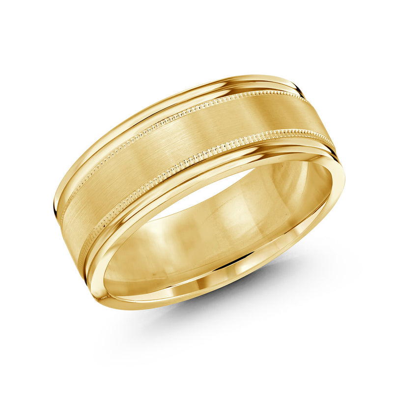 Thick Brushed Finish Double Paved Edging Gold Ring