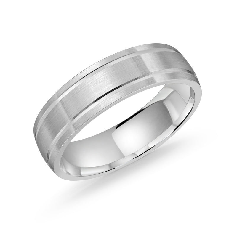 Thick Brushed Finish Double Line Gold Ring
