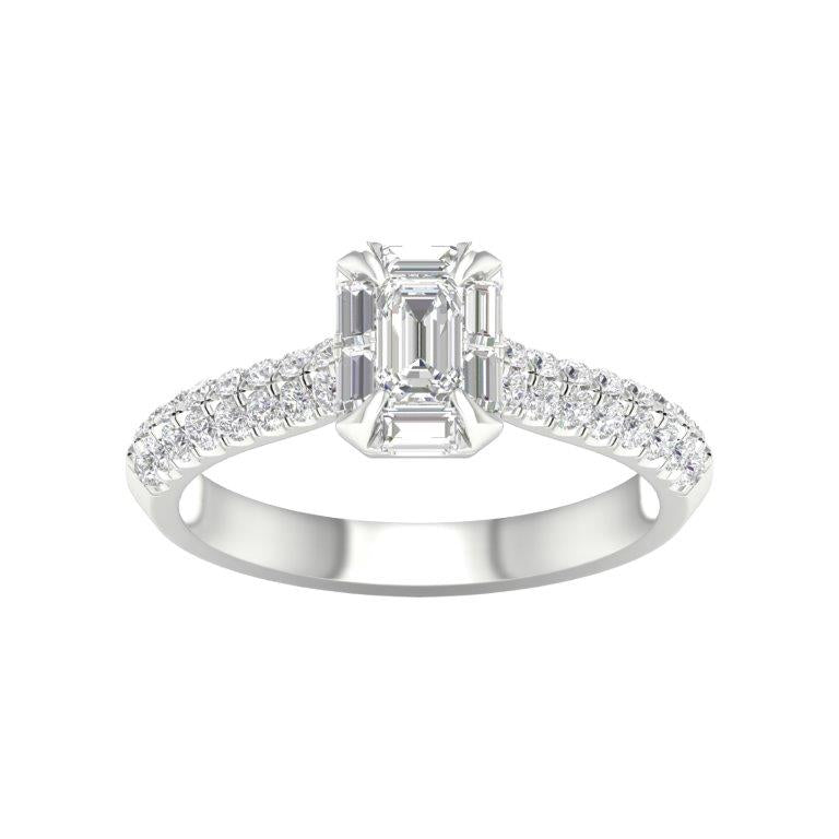 14K WHITE GOLD 1.00 CARAT (0.50 CTR) BRIDAL RING-0527316-WG