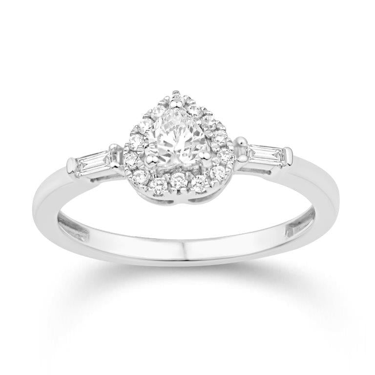 14K WHITE GOLD 0.39 CARAT HEART DIAMOND LADIES RING-0232273-WG